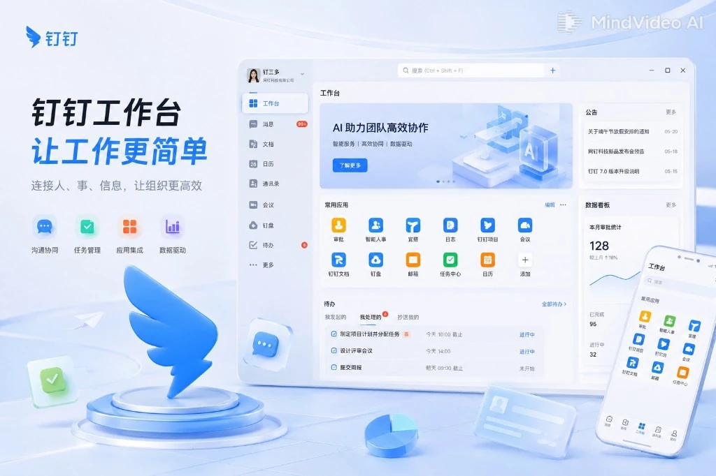 钉钉数字化办公平台界面示意